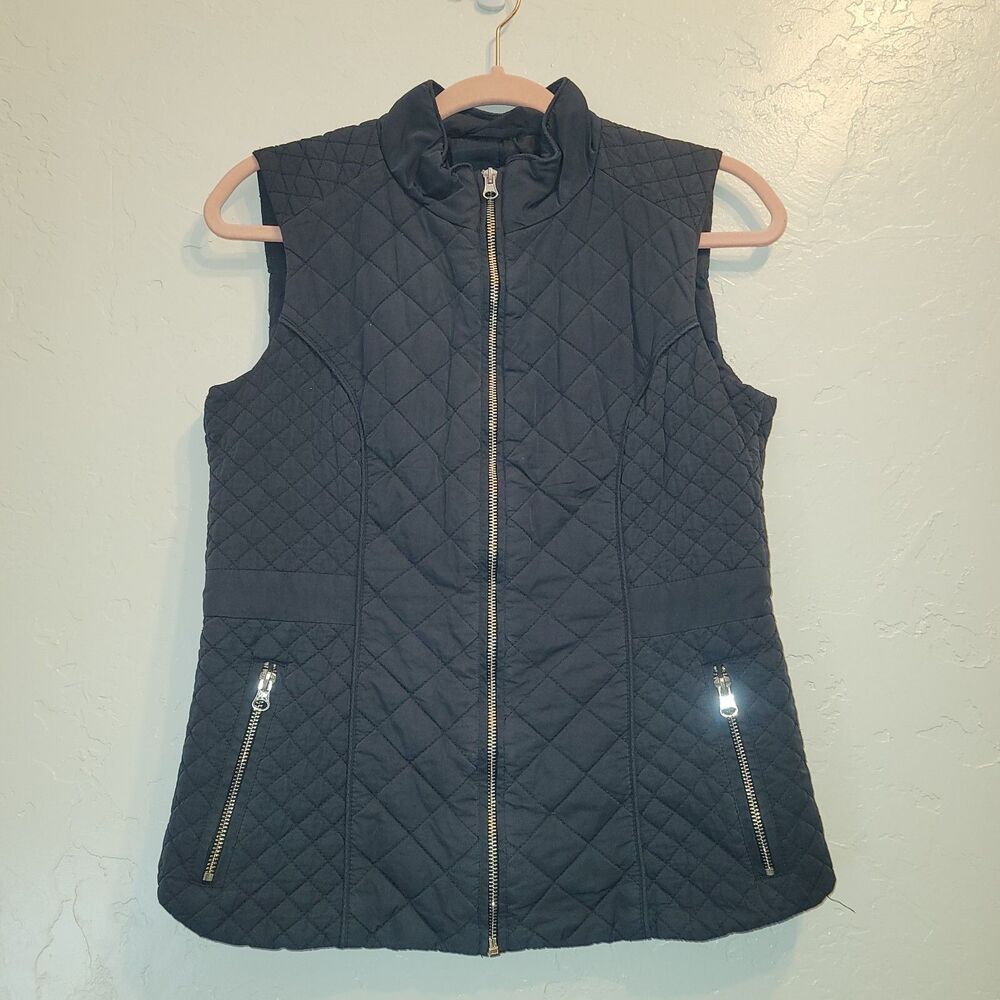 New York & Company Women’s Quilted Zip Front Puffer Vest Black Size XS Packable